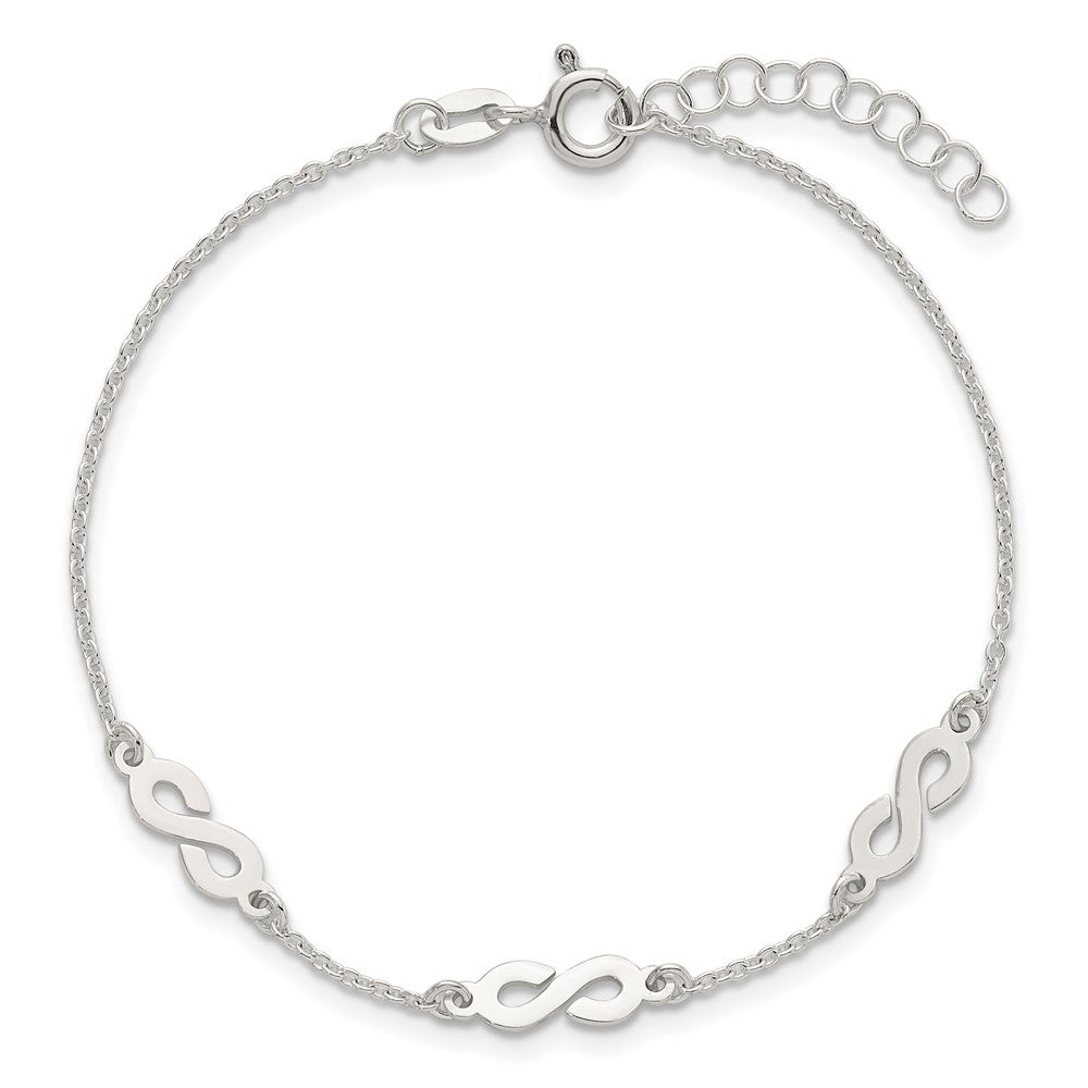 Sterlingsilber Poliert Unendlichkeit mit 1 Zoll Verlängerung Armband