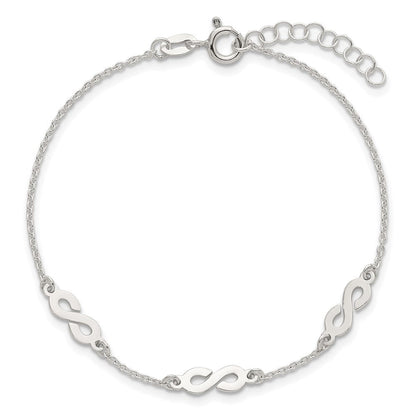 Sterlingsilber Poliert Unendlichkeit mit 1 Zoll Verlängerung Armband