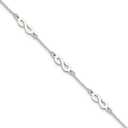 Sterlingsilber Poliert Unendlichkeit mit 1 Zoll Verlängerung Armband