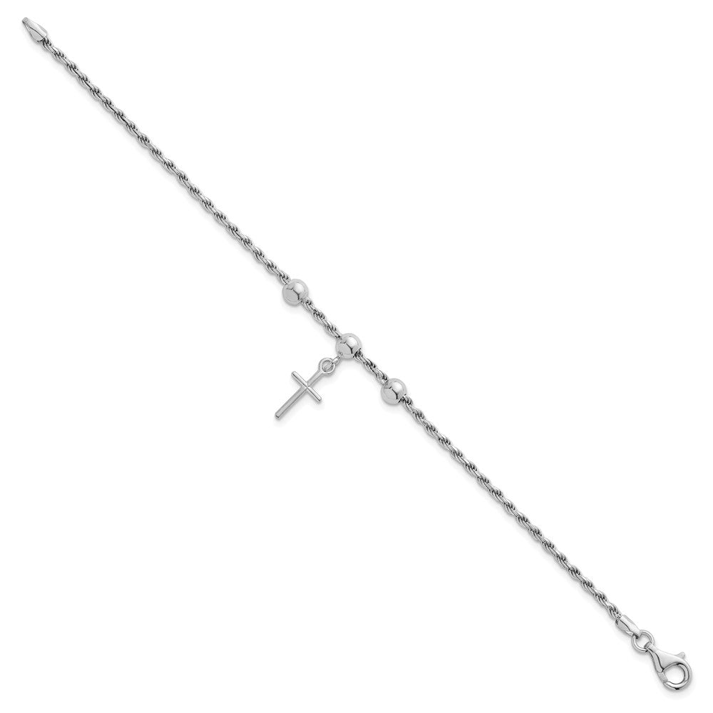 Sterlingsilber Rhodiniert Perle mit Kreuz Armband