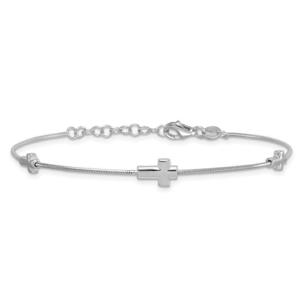 Sterlingsilber Rhodiniert Crosses 7 Zoll mit 1 Zoll Verlängerung. Armband