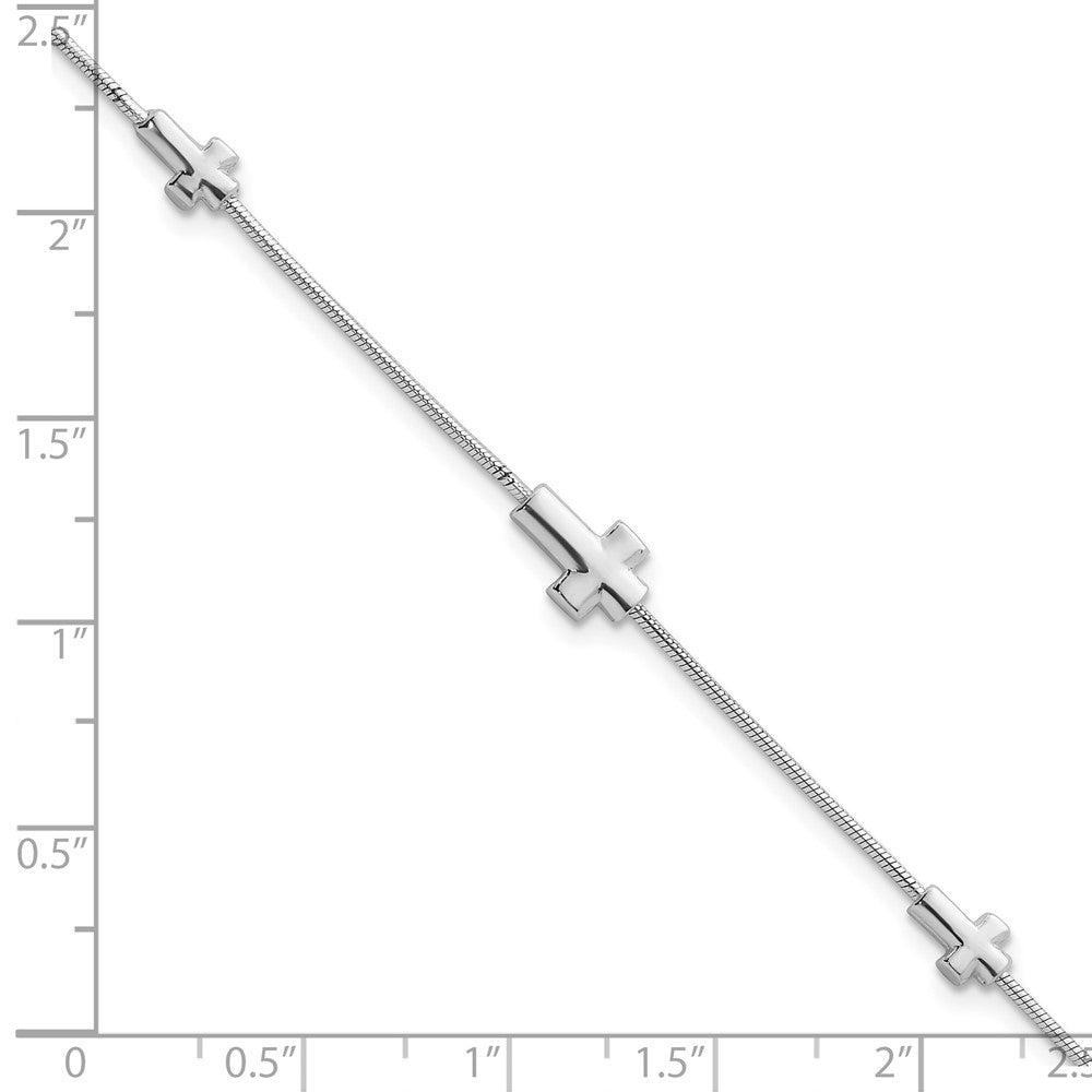 Sterlingsilber Rhodiniert Crosses 7 Zoll mit 1 Zoll Verlängerung. Armband