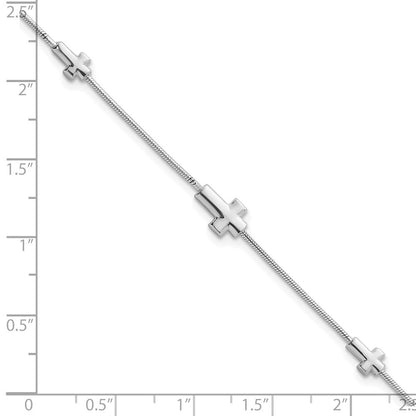Sterlingsilber Rhodiniert Crosses 7 Zoll mit 1 Zoll Verlängerung. Armband