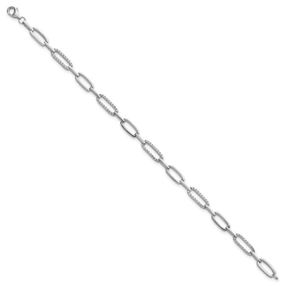 Sterlingsilber Rhodiniert Poliert Zirkonia Glieder 7 Zoll Armband