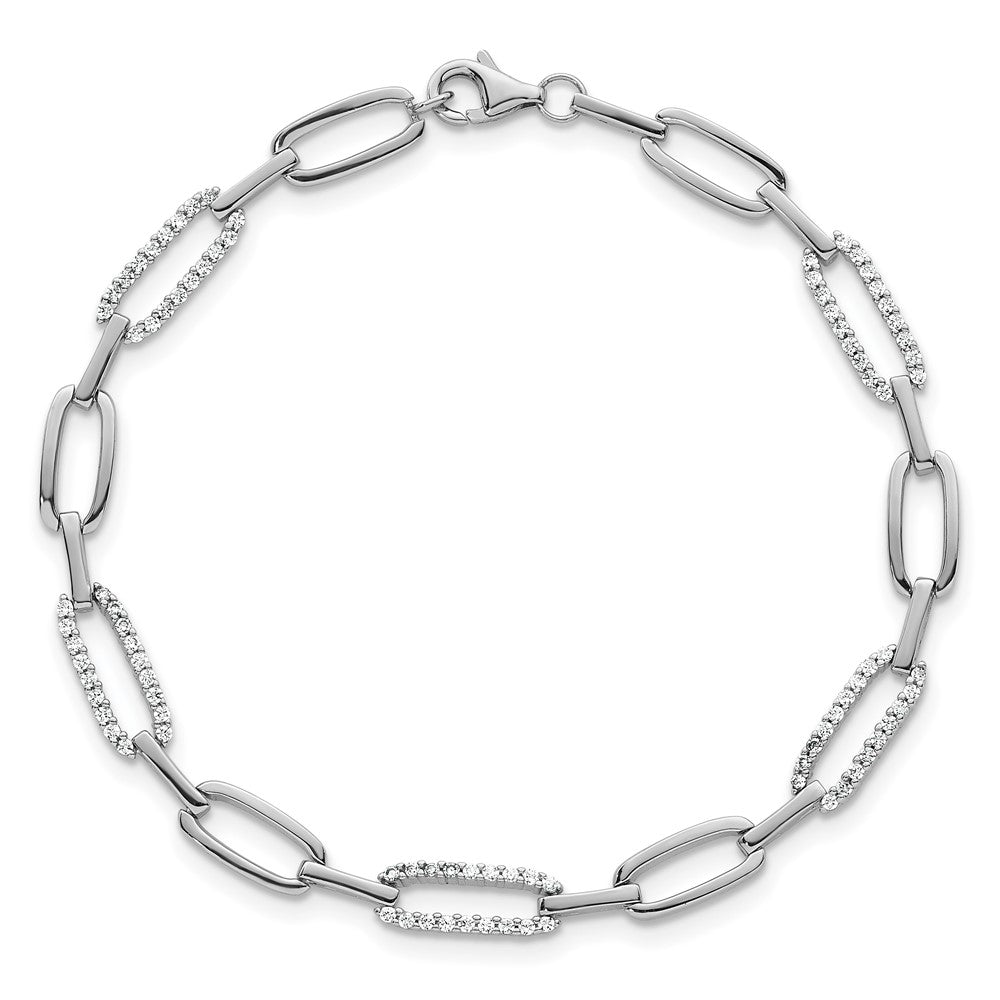 Sterlingsilber Rhodiniert Poliert Zirkonia Glieder 7 Zoll Armband
