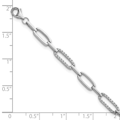 Sterlingsilber Rhodiniert Poliert Zirkonia Glieder 7 Zoll Armband