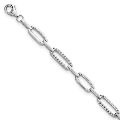 Sterlingsilber Rhodiniert Poliert Zirkonia Glieder 7 Zoll Armband