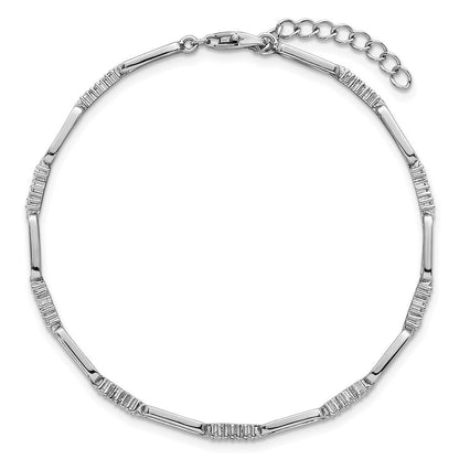 Sterlingsilber Rhodiniert Poliert Zirkonia Glieder 7 Zoll mit 1 Zoll Verlängerung Armband