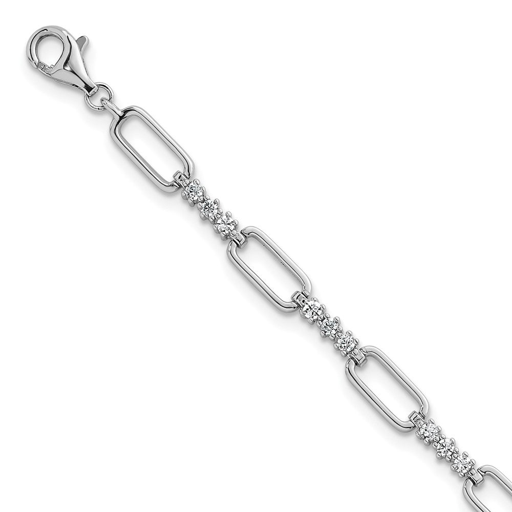 Sterlingsilber Rhodiniert Poliert Zirkonia Glieder 7 Zoll mit 1 Zoll Verlängerung Armband