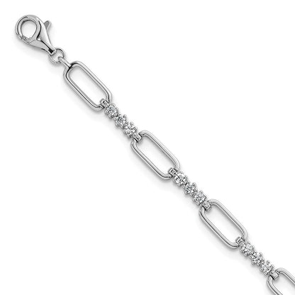 Sterlingsilber Rhodiniert Poliert Zirkonia Glieder 7 Zoll mit 1 Zoll Verlängerung Armband
