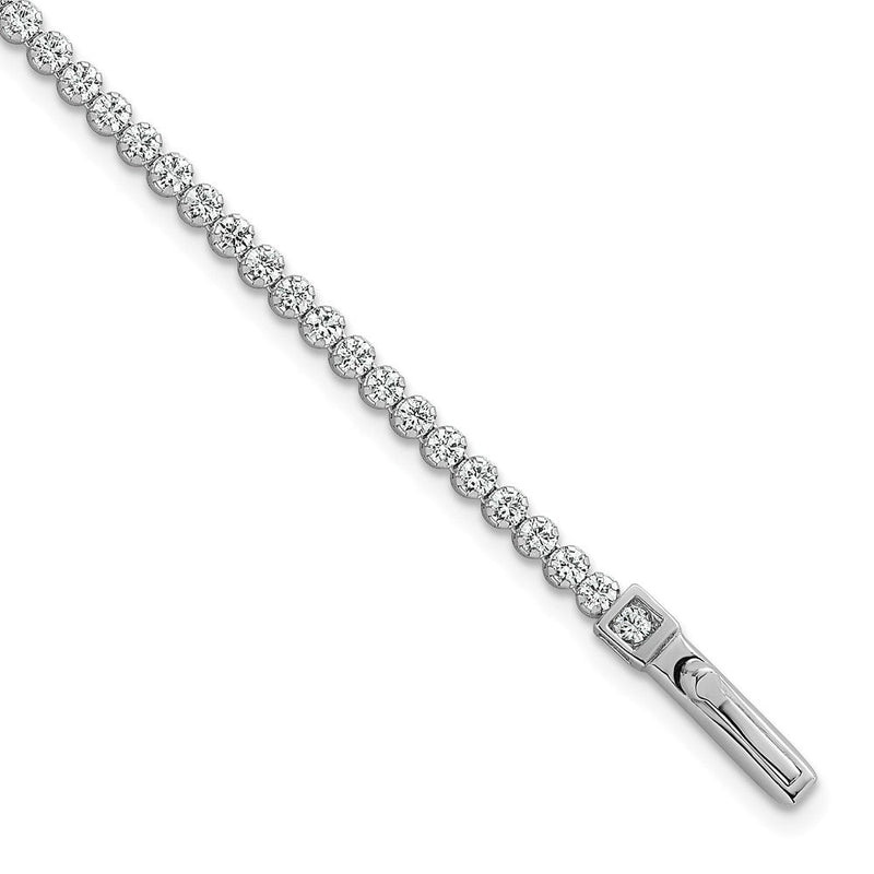 Sterlingsilber Rhodiniert Poliert 2.5mm Zirkonia 7.5 Zoll Tennis Armband