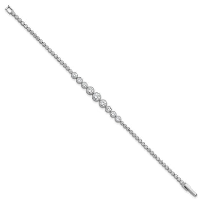 Sterlingsilber Rhodiniert Poliert Zirkonia Abgestuft Tennis Armband