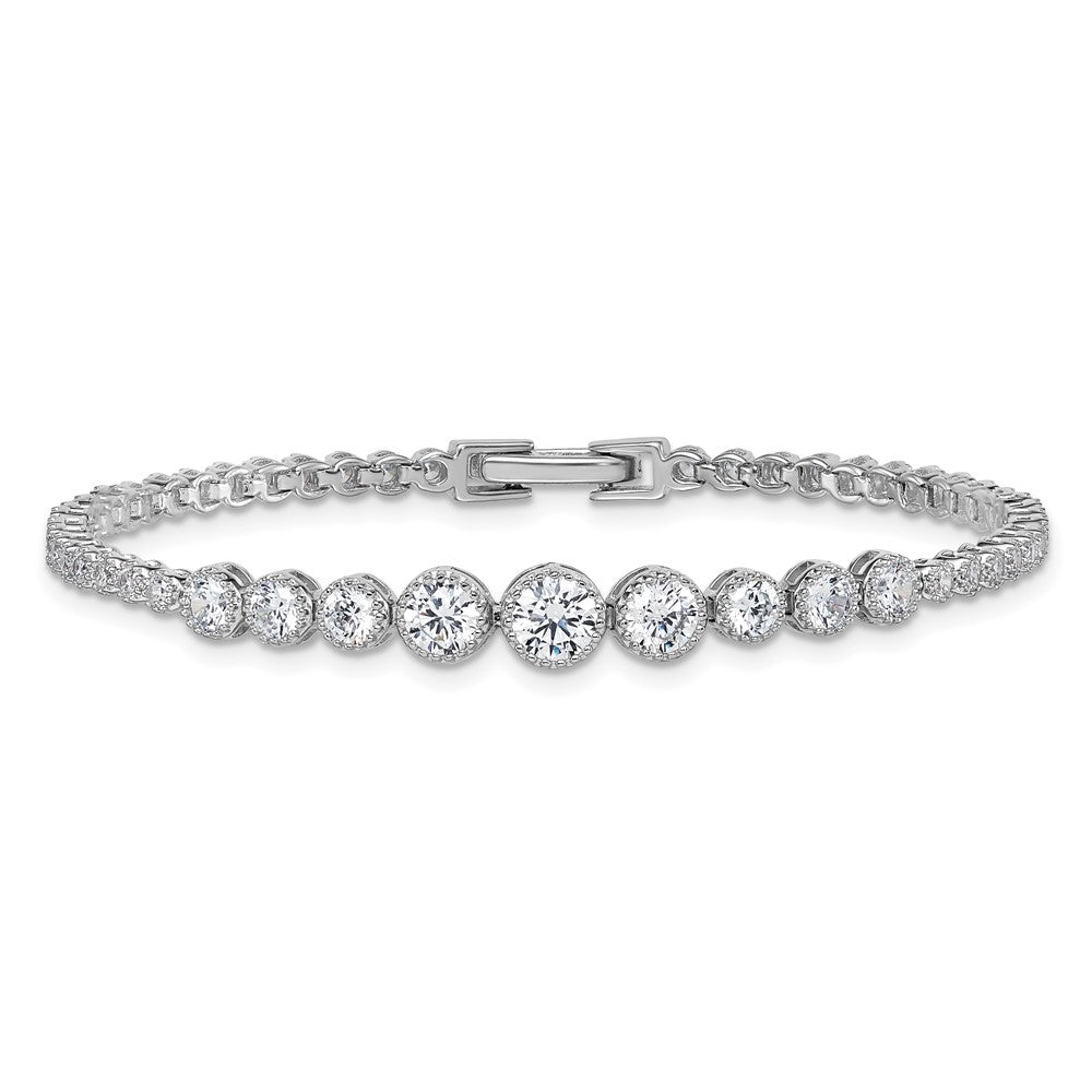 Sterlingsilber Rhodiniert Poliert Zirkonia Abgestuft Tennis Armband
