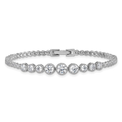 Sterlingsilber Rhodiniert Poliert Zirkonia Abgestuft Tennis Armband