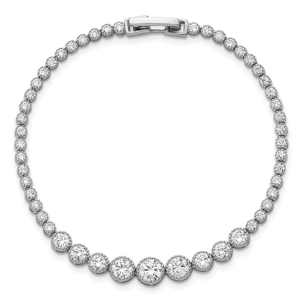 Sterlingsilber Rhodiniert Poliert Zirkonia Abgestuft Tennis Armband