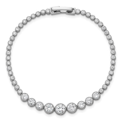 Sterlingsilber Rhodiniert Poliert Zirkonia Abgestuft Tennis Armband