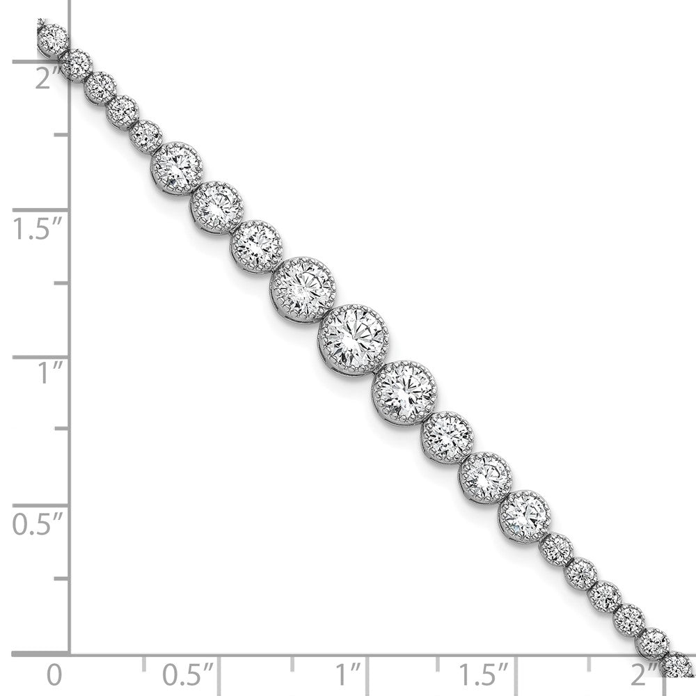 Sterlingsilber Rhodiniert Poliert Zirkonia Abgestuft Tennis Armband