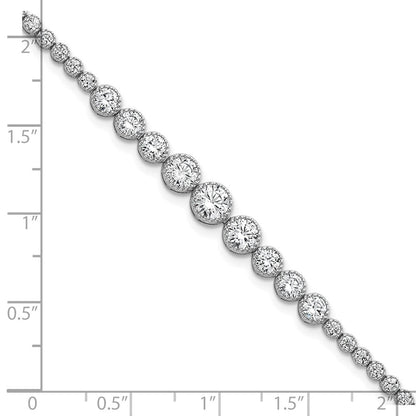 Sterlingsilber Rhodiniert Poliert Zirkonia Abgestuft Tennis Armband