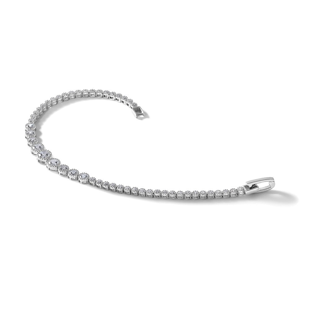 Sterlingsilber Rhodiniert Poliert Zirkonia Abgestuft Tennis Armband