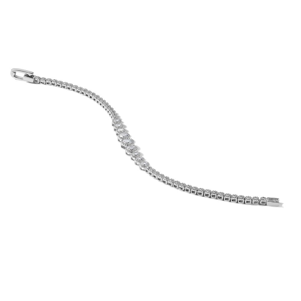 Sterlingsilber Rhodiniert Poliert Zirkonia Abgestuft Tennis Armband