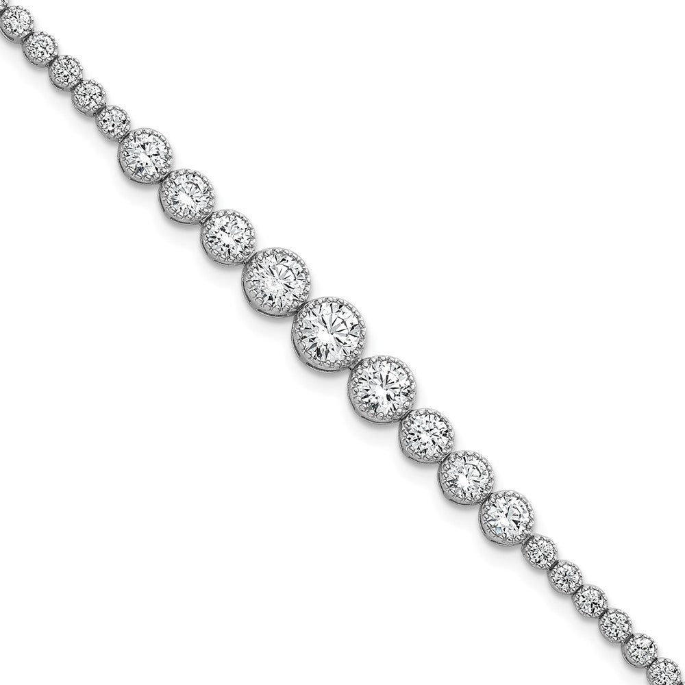 Sterlingsilber Rhodiniert Poliert Zirkonia Abgestuft Tennis Armband