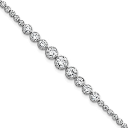 Sterlingsilber Rhodiniert Poliert Zirkonia Abgestuft Tennis Armband