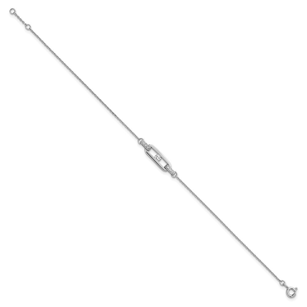 Sterlingsilber Rhodiniert Poliert Zirkonia Glieder 7 Zoll Mit.5 Zoll Verlängerung Armband