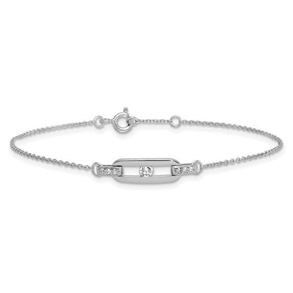 Sterlingsilber Rhodiniert Poliert Zirkonia Glieder 7 Zoll Mit.5 Zoll Verlängerung Armband