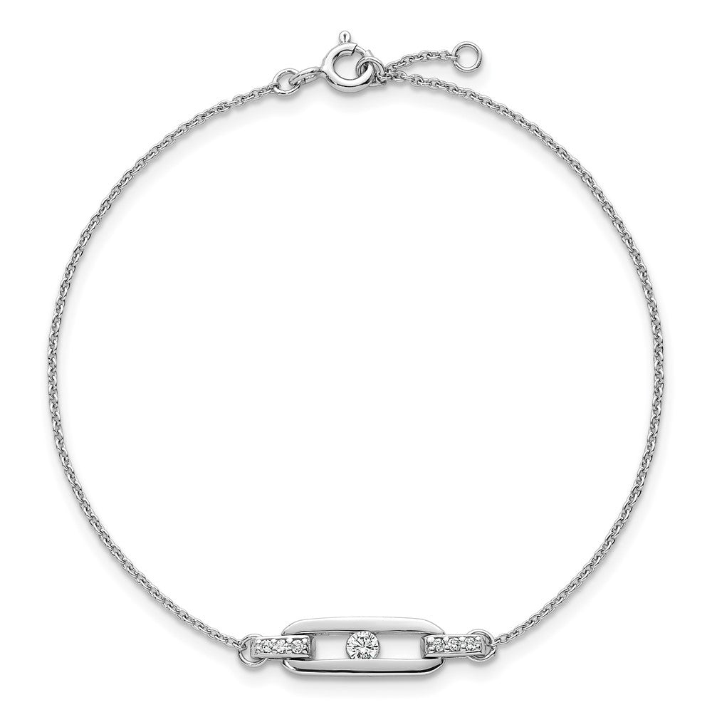 Sterlingsilber Rhodiniert Poliert Zirkonia Glieder 7 Zoll Mit.5 Zoll Verlängerung Armband