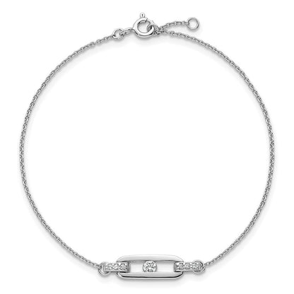 Sterlingsilber Rhodiniert Poliert Zirkonia Glieder 7 Zoll Mit.5 Zoll Verlängerung Armband