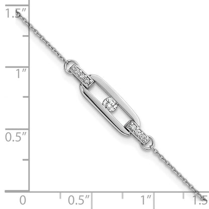 Sterlingsilber Rhodiniert Poliert Zirkonia Glieder 7 Zoll Mit.5 Zoll Verlängerung Armband