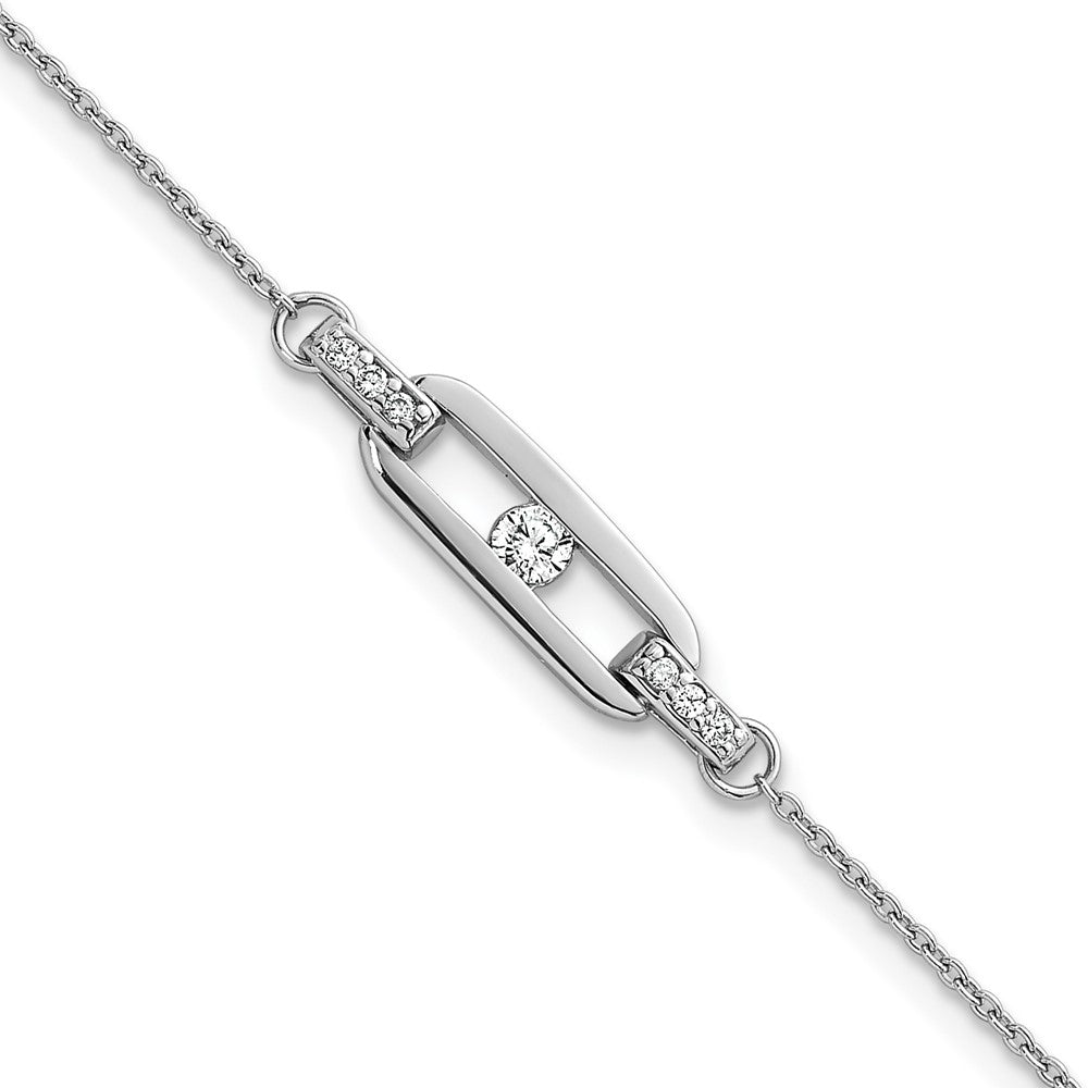 Sterlingsilber Rhodiniert Poliert Zirkonia Glieder 7 Zoll Mit.5 Zoll Verlängerung Armband