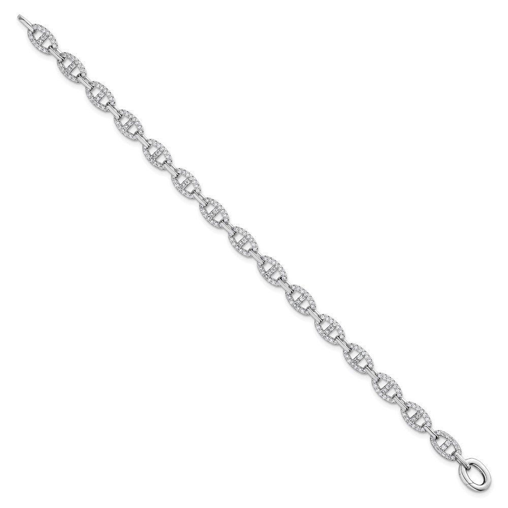 Sterlingsilber Rhodiniert Poliert Zirkonia Anker Glieder Armband