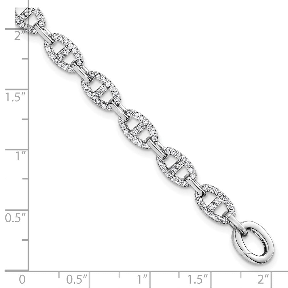 Sterlingsilber Rhodiniert Poliert Zirkonia Anker Glieder Armband