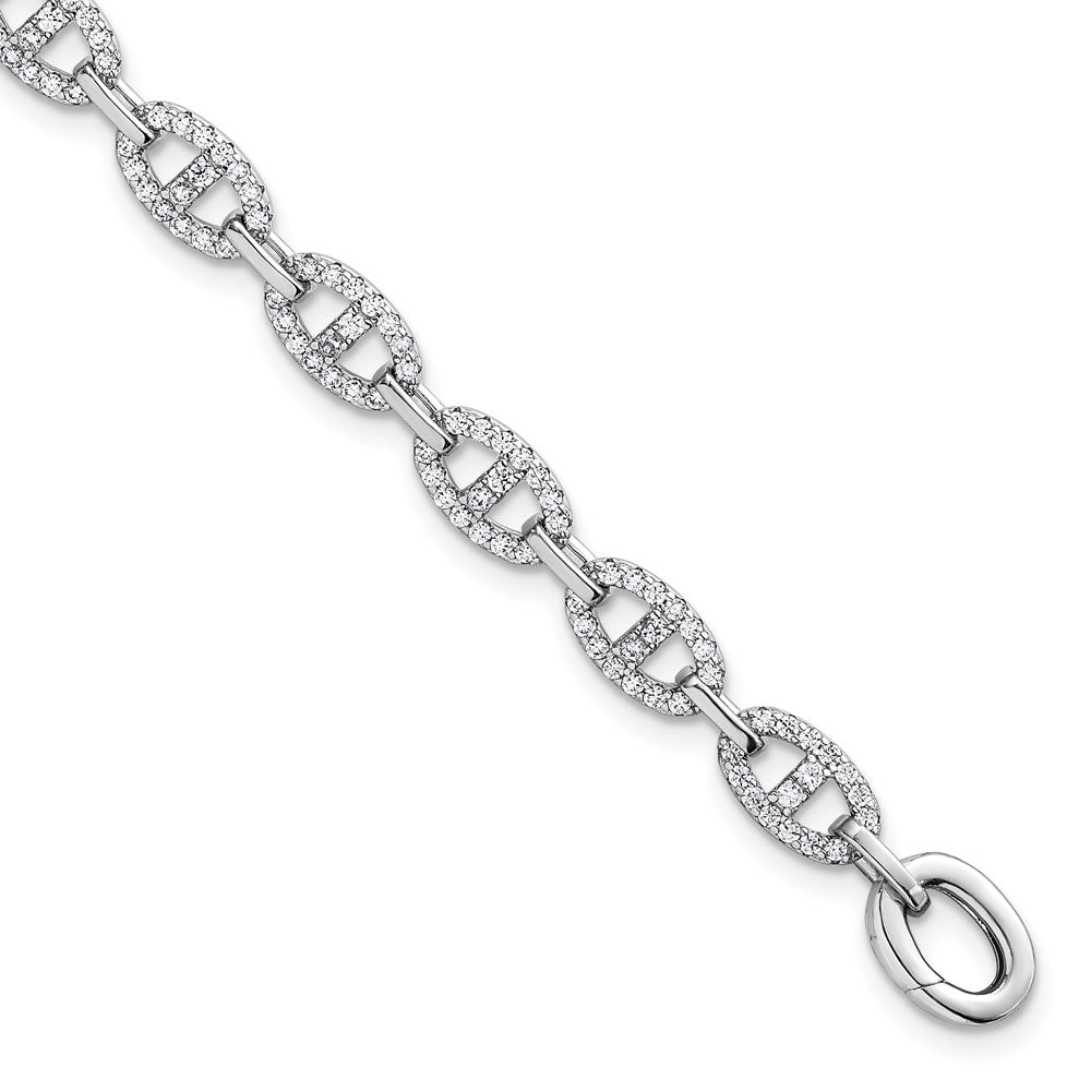 Sterlingsilber Rhodiniert Poliert Zirkonia Anker Glieder Armband