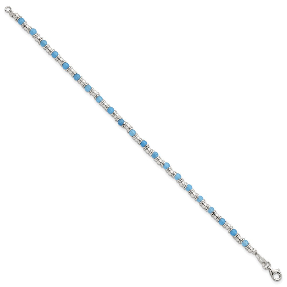 Sterlingsilber Poliert Blau Achat Gekugelt Armband