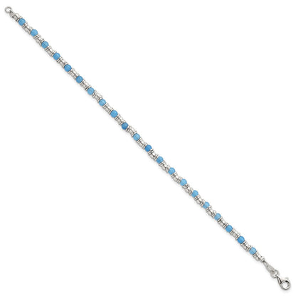 Sterlingsilber Poliert Blau Achat Gekugelt Armband