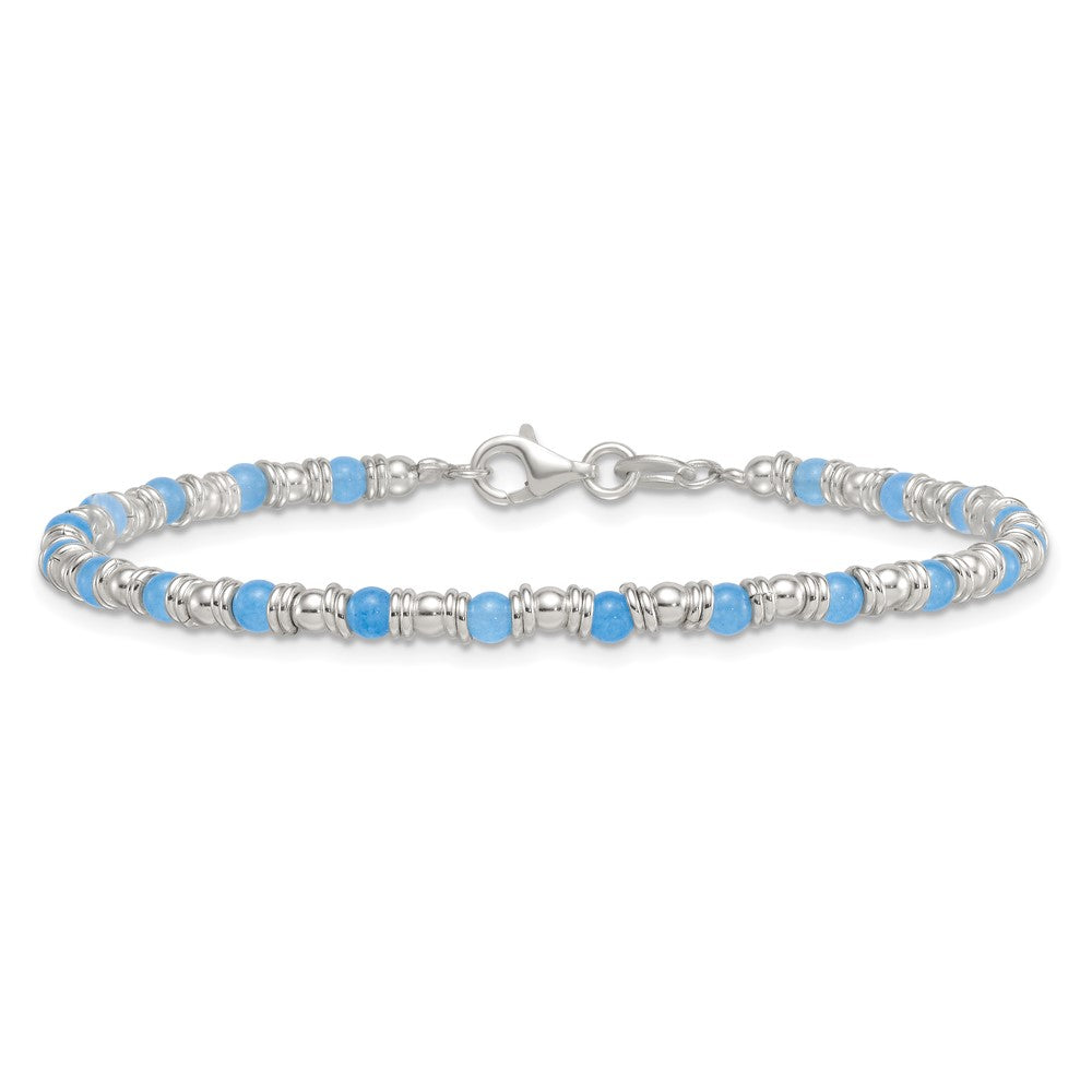 Sterlingsilber Poliert Blau Achat Gekugelt Armband