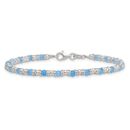 Sterlingsilber Poliert Blau Achat Gekugelt Armband