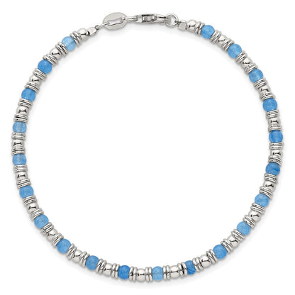 Sterlingsilber Poliert Blau Achat Gekugelt Armband