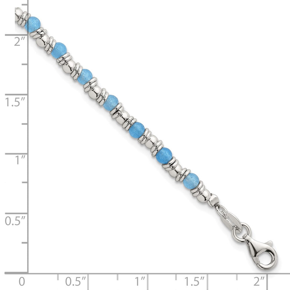 Sterlingsilber Poliert Blau Achat Gekugelt Armband