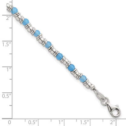 Sterlingsilber Poliert Blau Achat Gekugelt Armband