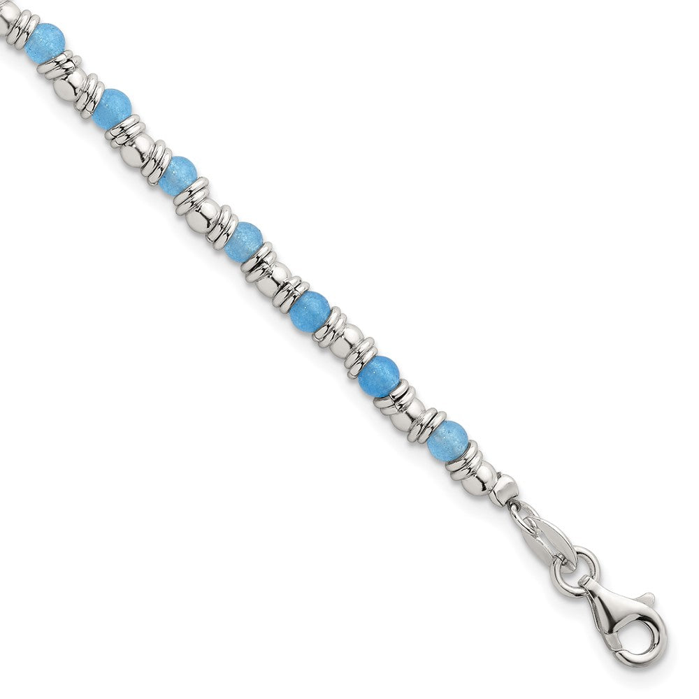Sterlingsilber Poliert Blau Achat Gekugelt Armband