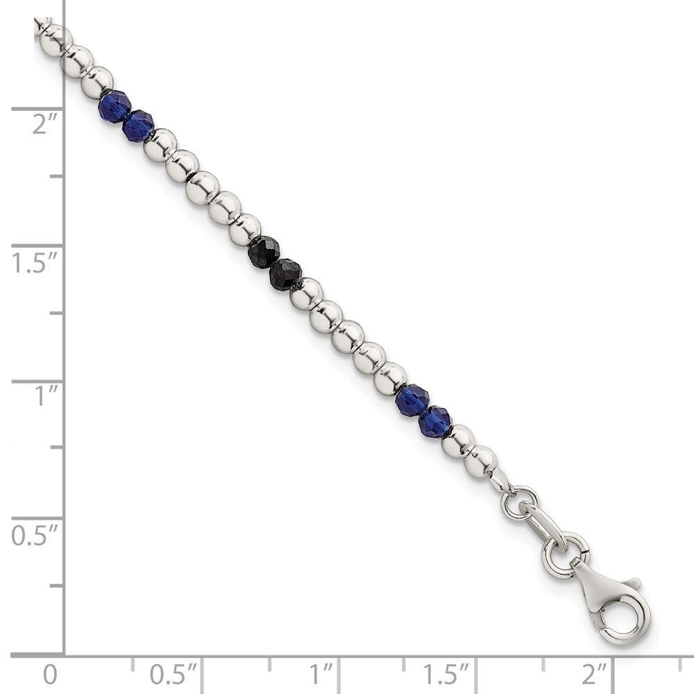 Sterlingsilber Poliert Blau Achat und Spinell Gekugelt Armband