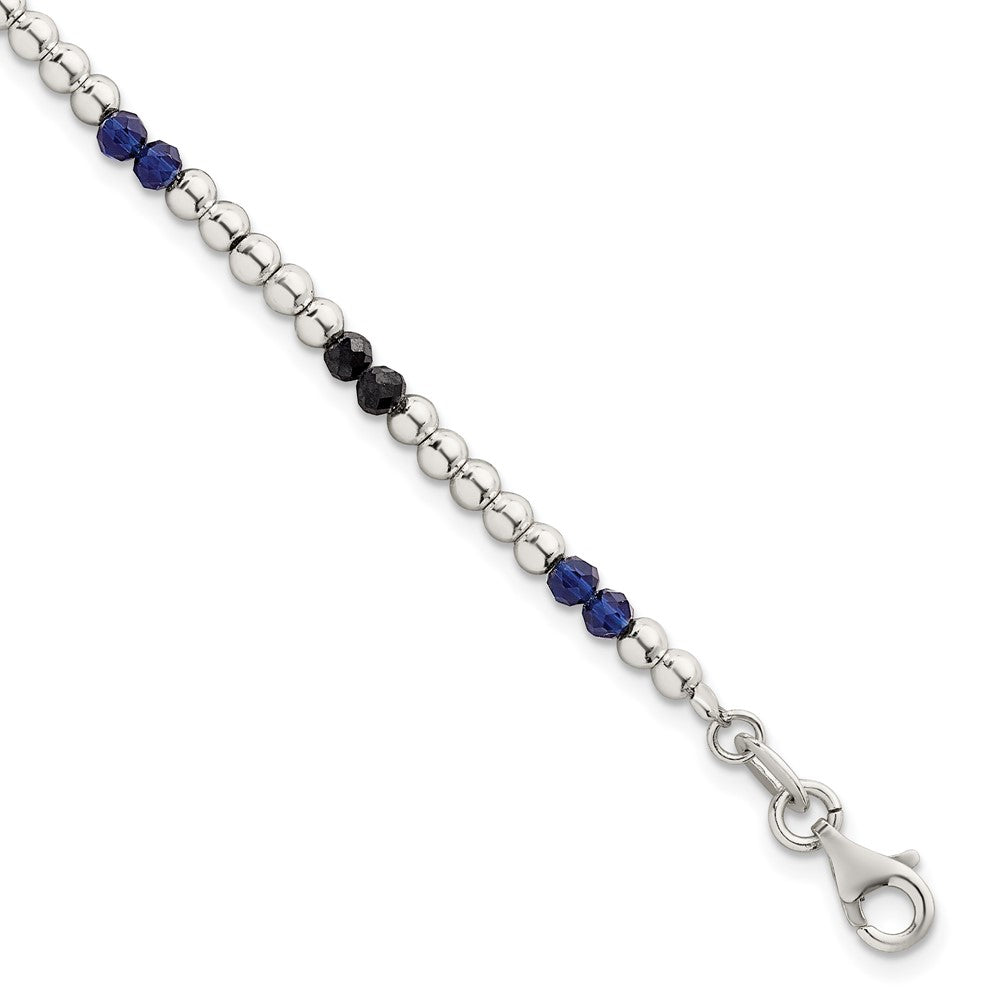 Sterlingsilber Poliert Blau Achat und Spinell Gekugelt Armband