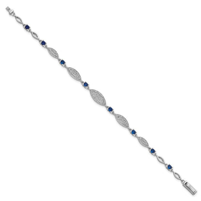 Sterlingsilber Rhodiniert Blau und Weiß Zirkonia 7 Zoll Armband