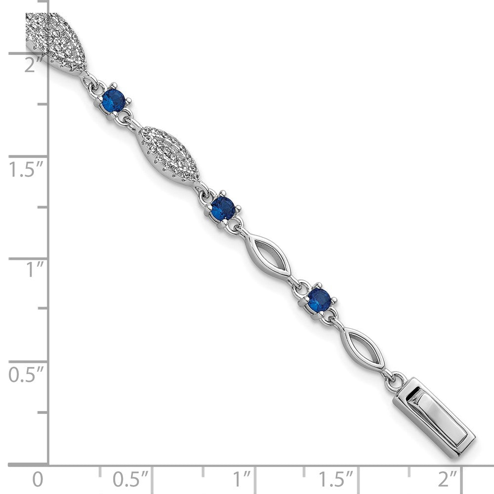 Sterlingsilber Rhodiniert Blau und Weiß Zirkonia 7 Zoll Armband