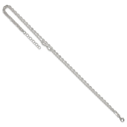 Sterlingsilber Poliert Unendlichkeit 2-strand 9 Zoll Plus 1 Zoll Verlängerung Fußkettchen