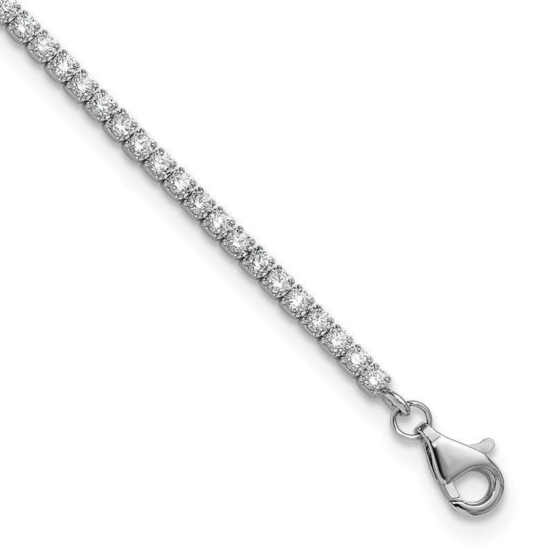 Sterlingsilber Rhodiniert Zirkonia 9 Zoll Plus.75 Zoll Verlängerung. Fußkettchen
