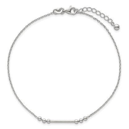 Sterlingsilber Poliert und Gekugelt Stab 9 Zoll Plus 1 Zoll Verlängerung Fußkettchen